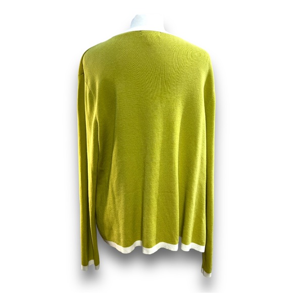 CHARTER CLUB Vintage Y2K Olive green white trim cardigan and tank top SZ L - Picture 3 of 16